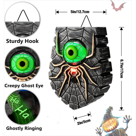 Halloween Decoration Doorbell , Outdoor Halloween Spider Doorbell, Animated Decor Doorbell with Spooky Sounds