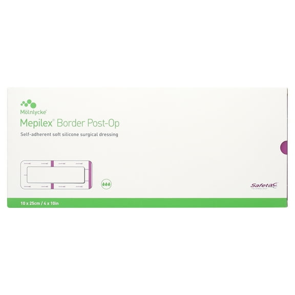 Mepilex Border Post-Op Foam Dressing 4 x 10" Rectangle With Border Film Backing 496455 5 per Box