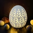 thumbnail image 5 of Handmade Hollowed-Out LED Ceramic Eggs - White Porcelain Easter LED Lamps, Fillable Festive Decor Gifts, Battery-Operated Lights for Easter & Spring Celebrations, 1pc, 5 of 8