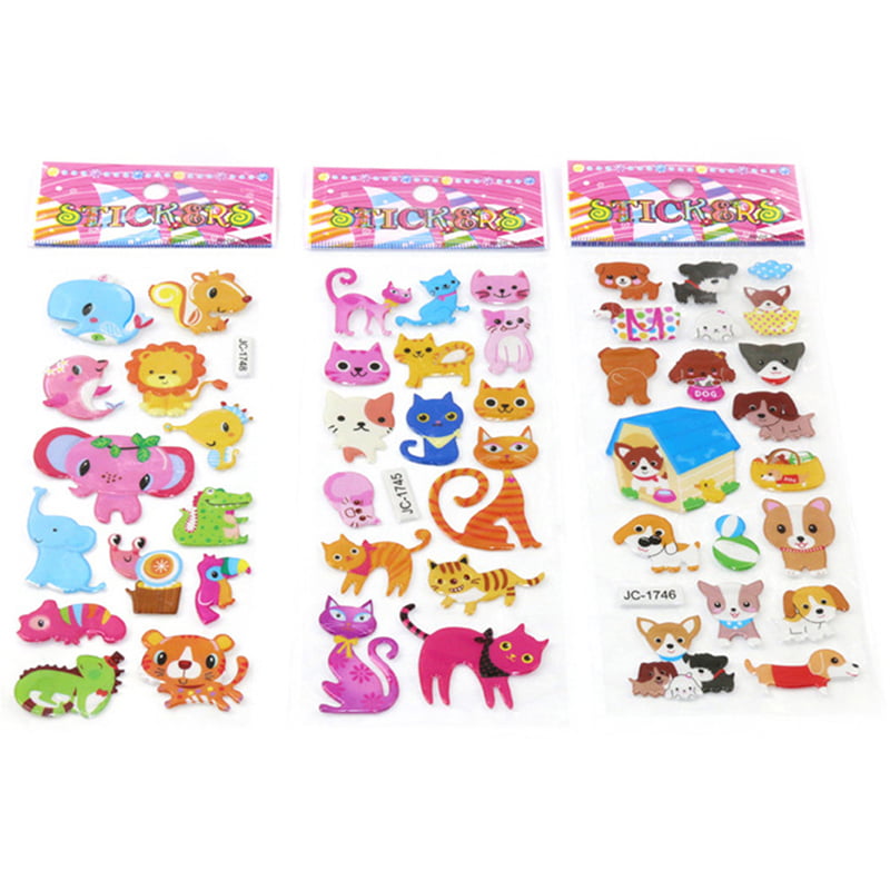 5sheets 3D Bubble Sticker Toys Bambini bambini animali classici adesivi regaloCR 