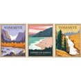 thumbnail image 2 of PixonSign Framed Canvas Print Wall Art Set - Mid-Century Yosemite National Park California Posters - Set of 3 Nature Wilderness Landscape Arts Abstract Wall Décor for Living Room - 8"x10" Natural, 2 of 5