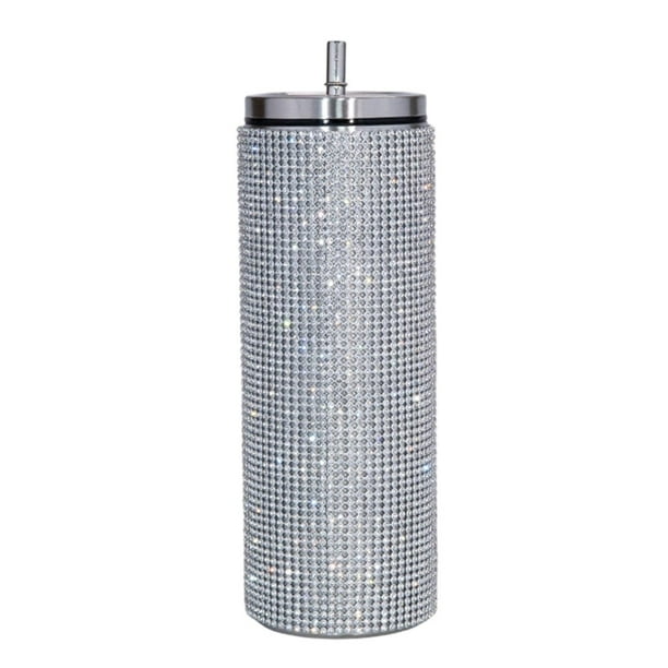 Vasos con aislamiento de diamantes brillantes para leche, agua, jugo, café, plata