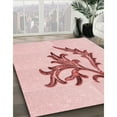 thumbnail image 3 of Ahgly Company Machine Washable Indoor Round Transitional Pink Bubble Gum Pink Area Rugs, 4' Round, 3 of 7