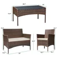 thumbnail image 2 of Devoko 4 Pieces Outdoor Patio Conversation Set PE Rattan Wicker Furniture Set, Brown/Beige, 2 of 7