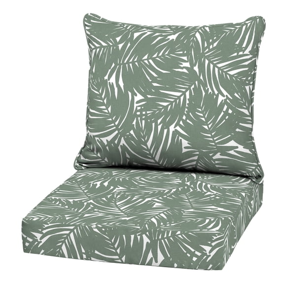 ARDEN Outdoor Deep Seat Cushion Set, 22 in x 24 in, Weather-Proof, Rain-Proof, Fade Resistant Patio Cushion Sage King Palm