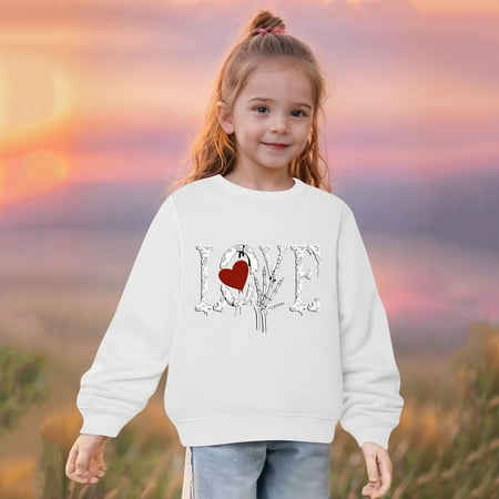 

Dihao All Hallows Day Toddler Kids Sweatshirts Cotton Fall Winter Cartoon Printed Causal Pullover Blouse Middle Big Girls Boys Heart Print Long Sleeve Top Sweater