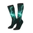 thumbnail image 2 of Fotbe Green Lightning Flash print Women's Men's Novelty Crew Socks Cotton Socks Knee High Socks for Walking,Running,Nurses,Pregnancy, 2 of 8