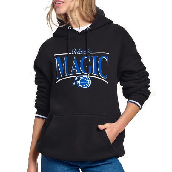 Women's Starter Black Orlando Magic Arch Stripe Fleece Hoodie