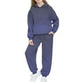 thumbnail image 2 of NAISIBABY Girls Activewear Sets 2-Piece, Pullover Hoodie and Sweatpants Fleece-lined Fall Winter Gradient Fashion Outfit Navy 4T, 2 of 6