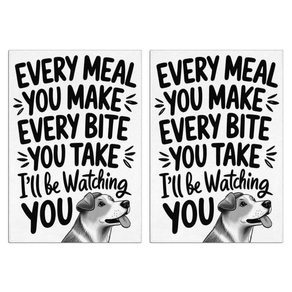 2 Pcs Funny Kitchen Towels,I’ll Be Watching You Dog Microfiber Dish Towels,Kitchen Tea Towels,Kitchen Towel Set (18" X 26")