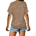 thumbnail image 6 of Jjayotai No Boundaries Tops, Womens Short Sleeve V Neck Dolman Tops, Casual Loose Fit Shirts, Soft Basic Tees, Women's Summer T-Shirts Tunic with Side Shirring Khaki~ XXL, 6 of 8