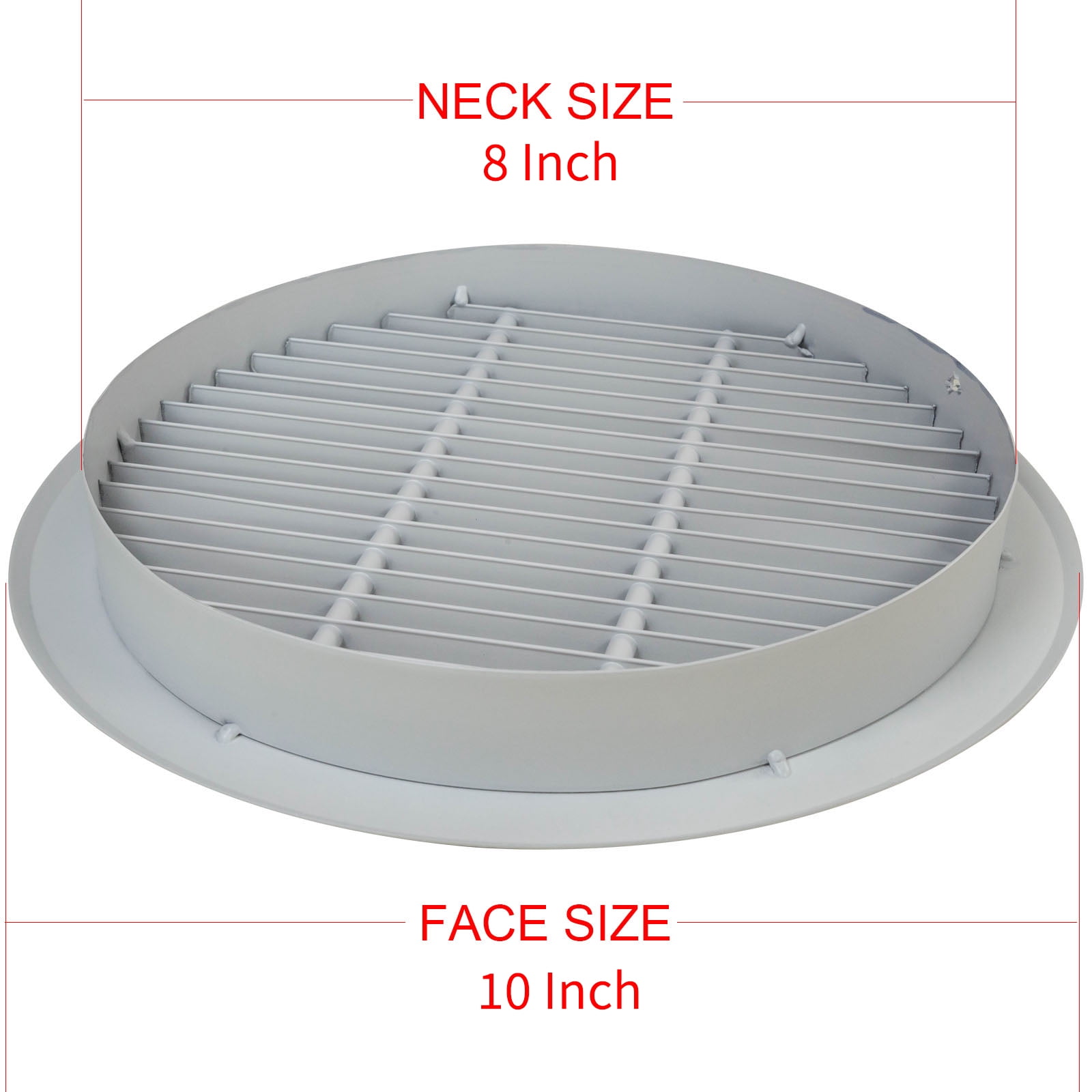 Round Ceiling Diffuser 8 Inch Neck Size for Bathroom Kitchen Garage Duct Ventilation Use for Ceiling & Walls HVAC White Gable Grille Aluminium Register Circular Outlet Roofing Soffit Vent