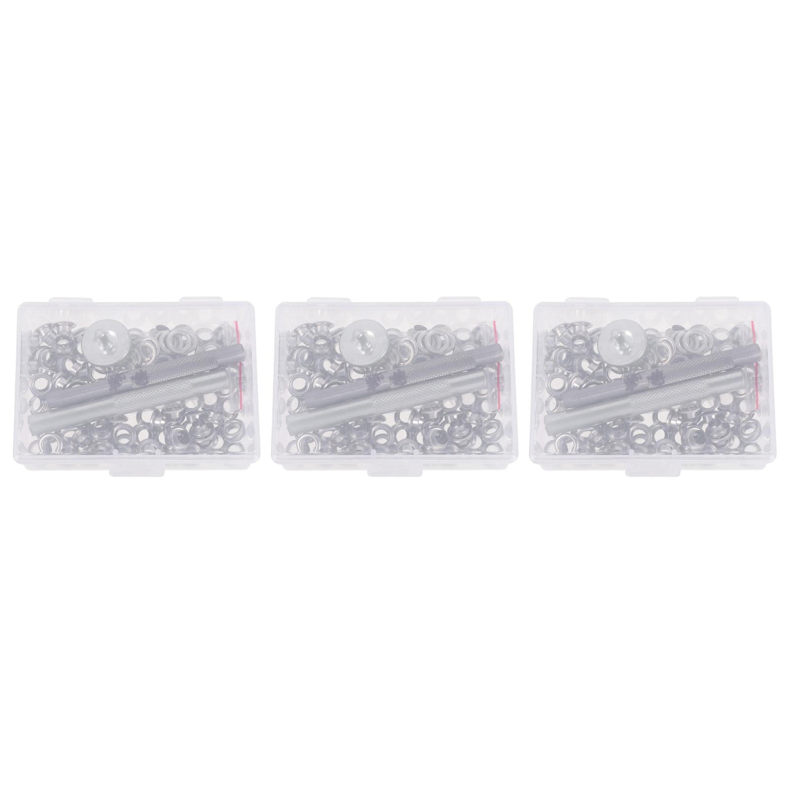 300 Sets Eye Hooks Screw Grommet Tool Assortment Kit Silver