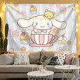 thumbnail image 3 of Cinnamoroll-tela de fondo Kawaii Sanrio, tapiz de Anime de dibujos animados lindo, colgante de pared, decoración del hogar, dormitorio, niña, regalo de cumpleaños, 3 of 3