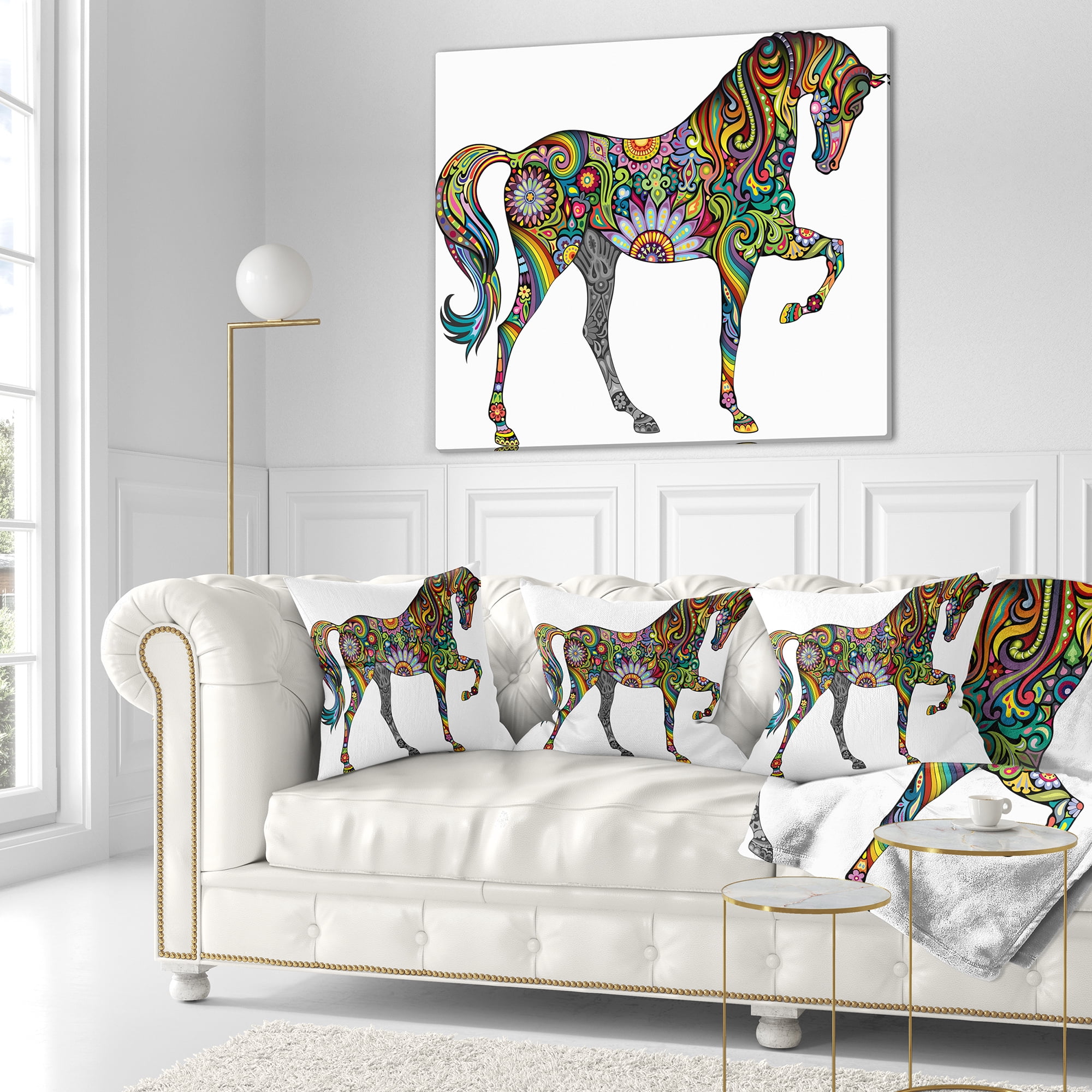 Designart Cheerful Horse - Animal Throw Pillow - 18x18