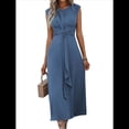 thumbnail image 2 of Vestido Midi Informal Sin Mangas de Verano para Mujer, Ajustado, con Lazo en la Cintura, , 2025 Azul Neblina S, 2 of 9