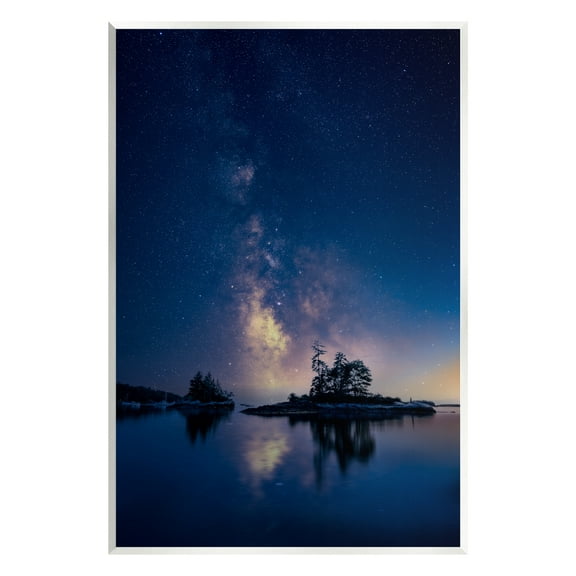 Stupell Night Stars Coastal Island Trees Landscape Photography Wall Plaque Unframed Art Print Wall Art