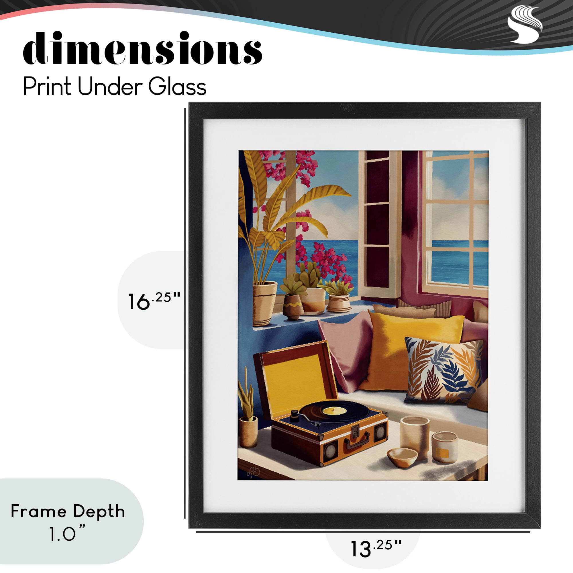 Stupell Industries Boho Vacation By The Sea Black Framed Print Under Glass, design by Lisa R Dumm