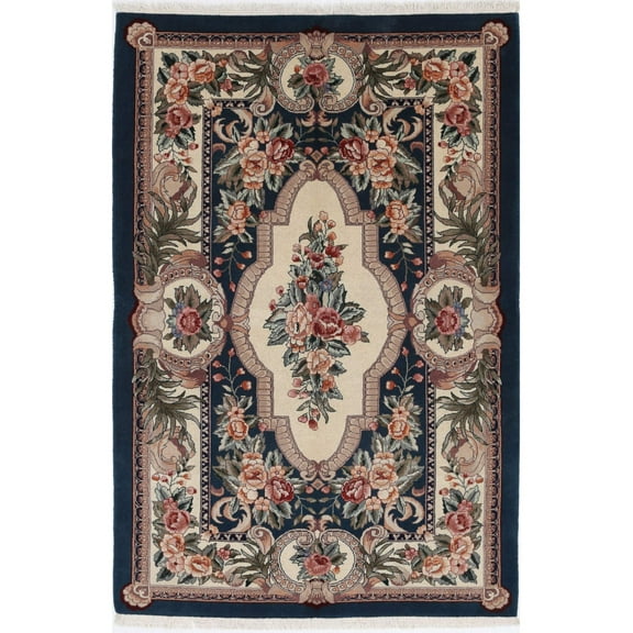 Hand Knotted Heritage Oriental Aubusson Wool Rug - 3'10'' x 5'9''