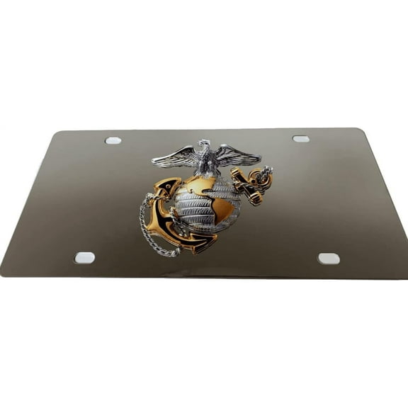 Eurosport Daytona- Marines Silver and Gold Logo Stainless Steel License Plate