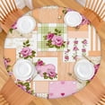 thumbnail image 2 of Pioneer Flower Floral Print Pattern Round Fitted Tablecloth with Elastic Edge,Dining Table Cover Waterproof,Outdoor Round Tablecloth for Camping,Dining,Indoor and Outdoor, 2 of 7
