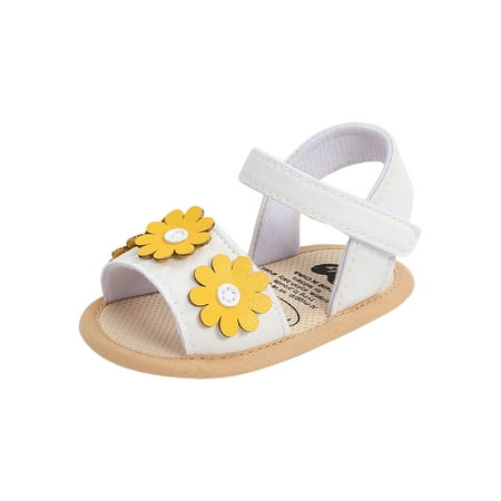 

Fesfesfes Summer Sandlas for Toddler Shoes Baby Girls Cute Cotton Flowers Non-slip Soft Bottom Sandals