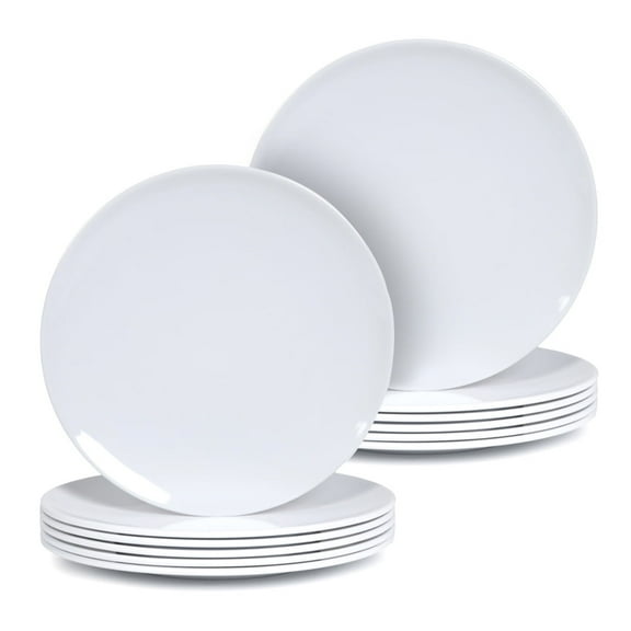 White Dinner Plates Set, 10in Dishes Set for Daily Use, Sets of 12