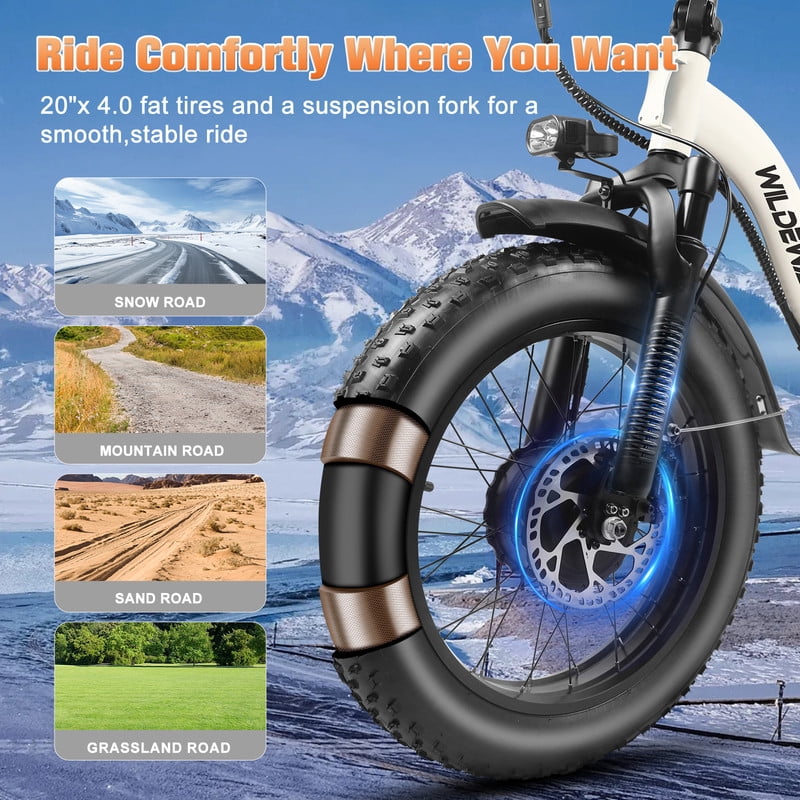 WILDEWAY SummitX Folding Dual Motor Electric Bike for Adults 20"x4.0" Fat Tire, 2000W E-Mountain Bike 48V 60AH UL2849 Removable Battery, 100＋ Miles Long Range & 28MPH Off-road Hydraulic Disc Brake Eb