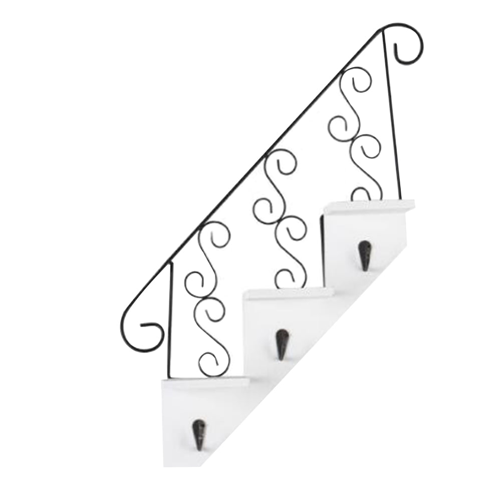 Iron Art Wall Storage Shelf Punch Free Stair Plant Stand Wallmounted