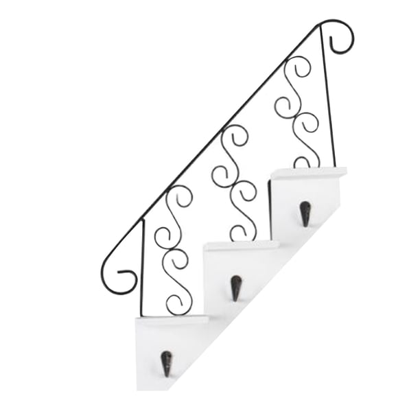 Estante de pared de hierro forjado para plantas, sin perforaciones, para colgar en la pared, para dormitorio y sala de estar (blanco)