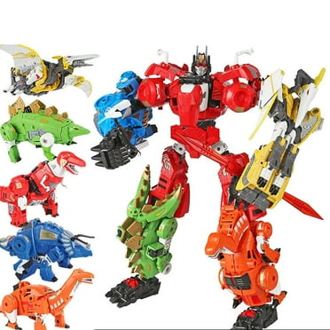 5 in 1 Dinosaur Transforming Robot Toys, Wars Rescue Deformation Combination Dino Action Figures