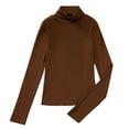 thumbnail image 3 of Ulanda Little Girls Long Sleeve Tee Shirts Soft Turtleneck Layering Pullover Slim Stretchy Tops (Brown, 12), 3 of 9