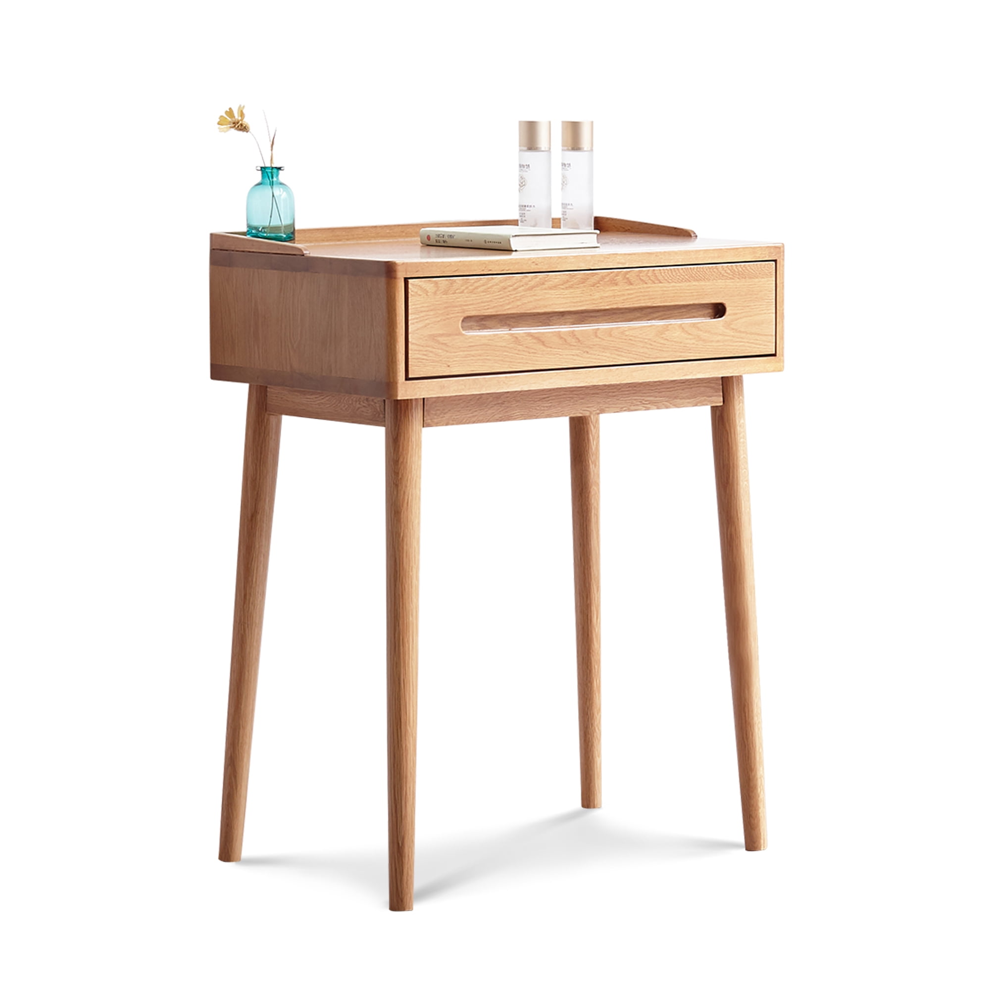 MAYEERTY Solid Wood Dresser Bistro Table with Storage Drawer – Natural Oak Finish