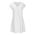 thumbnail image 3 of Jusqu'à 65 % de Réduction! Robes d'Été Mode pour Femmes 2024 Grande Taille Col en V Décontracté Bouton Manches Courtes Mini Robe, 3 of 5