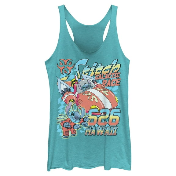 Womens Lilo & Stitch Hawaiian Galactic Race Racerback Tank