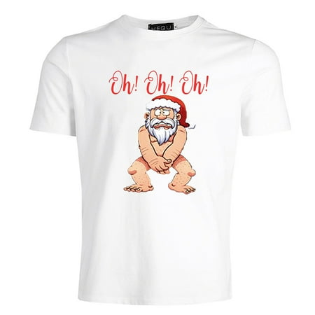 Funny Santa Claus Jokes Fancyleo 2019 New Fashion Christmas Men T-Shirt Funny Santa Claus Garphic Print Short Sleeve Casual Men Tops ()