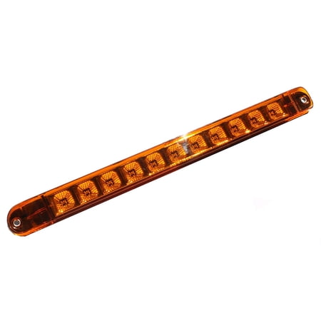 Bright Amber 17  LED Truck Trailer Turn Tail Parking Clearance Marker Light Bar w Chrome Reflector EHD