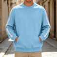 thumbnail image 6 of Gytharion Men's Contrast Stripe Sweatshirts Crew Neck Kangaroo Pockets Ribbed Cuffs Comfortable Pullovers Fall Winter Sports Sweatshirts, 6 of 8