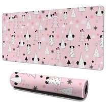 Long Mouse Pads for Desk,Pink Christmas Tree Pattern Desk Mats on Top Of Desks, Desk Mouse Pad Extra Large with 3mm Non-Slip Base and Stitched Edge for Gaming,Office,Work,Home 35.4x15.7in