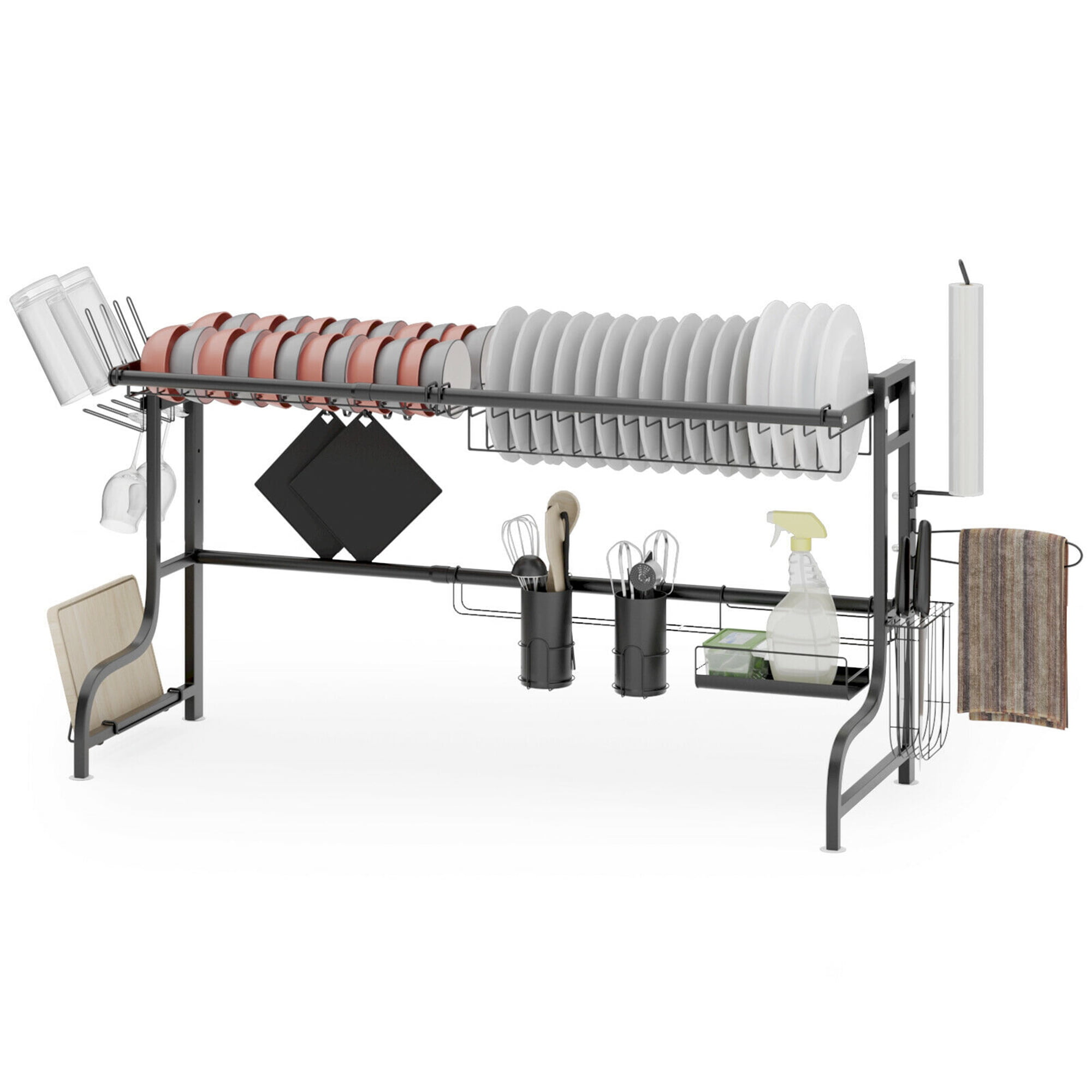 Gymax Over Sink Dish Drying Rack Adjustable Dish Drainer Kitchen