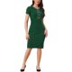 thumbnail image 2 of Vestido de mujer corto de manga corta Inspire Chic, vestido ajustado de tweed para el trabajo, vestido lápiz M verde, 2 of 6