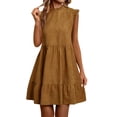 thumbnail image 2 of Ovzne Robes Grande Taille pour Femmes aux Formes Robe Mode Femme Vacances Été Couleur Unie Col Rond Manches Courtes Fête Plage Robe Ample Robe Grande Taille Liquidation, 2 of 6
