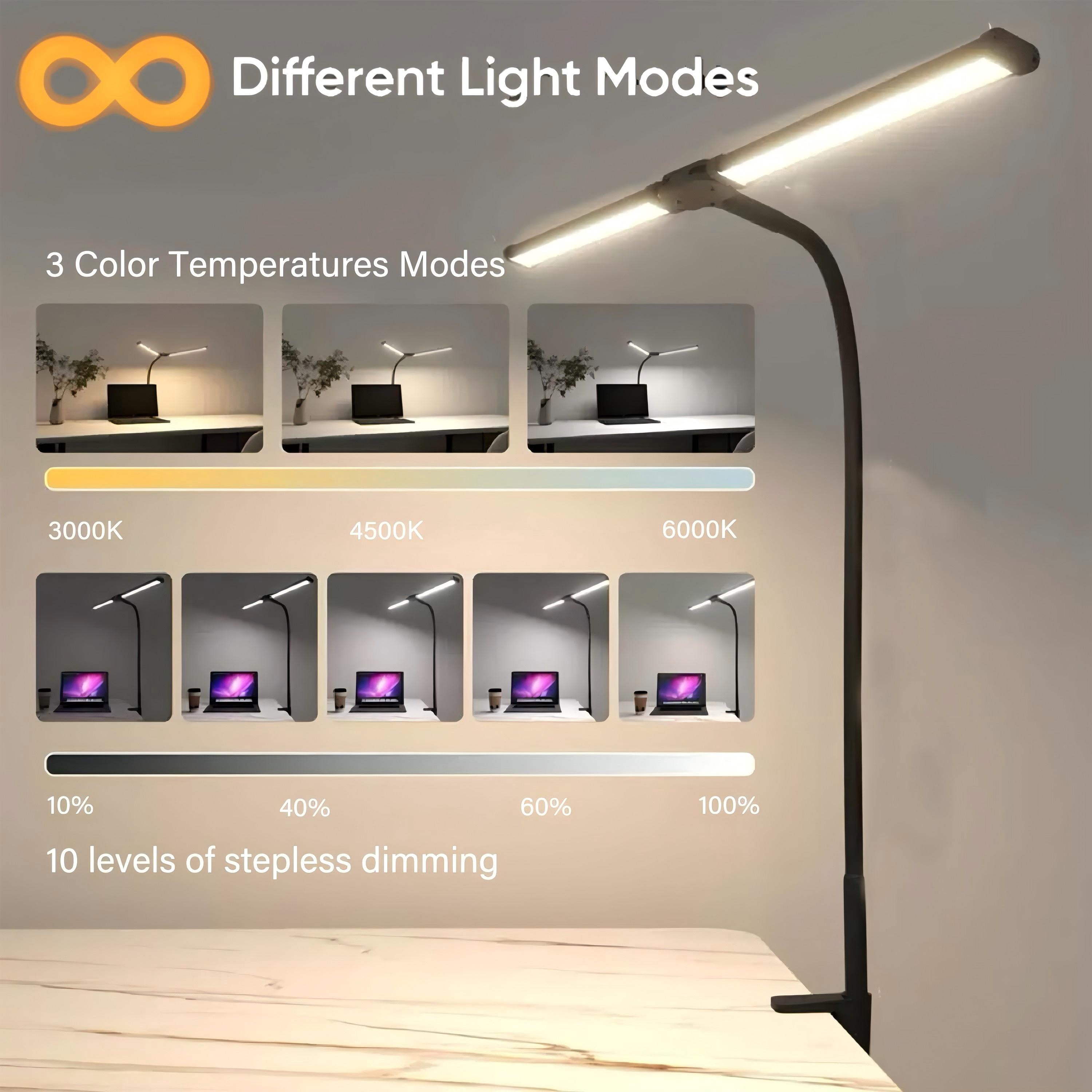Afaoiry Desk Lamp - 12W Ultra Bright Auto Dimming Desk Light, Multi-Angle Adjustment, 10-Level Dimmable