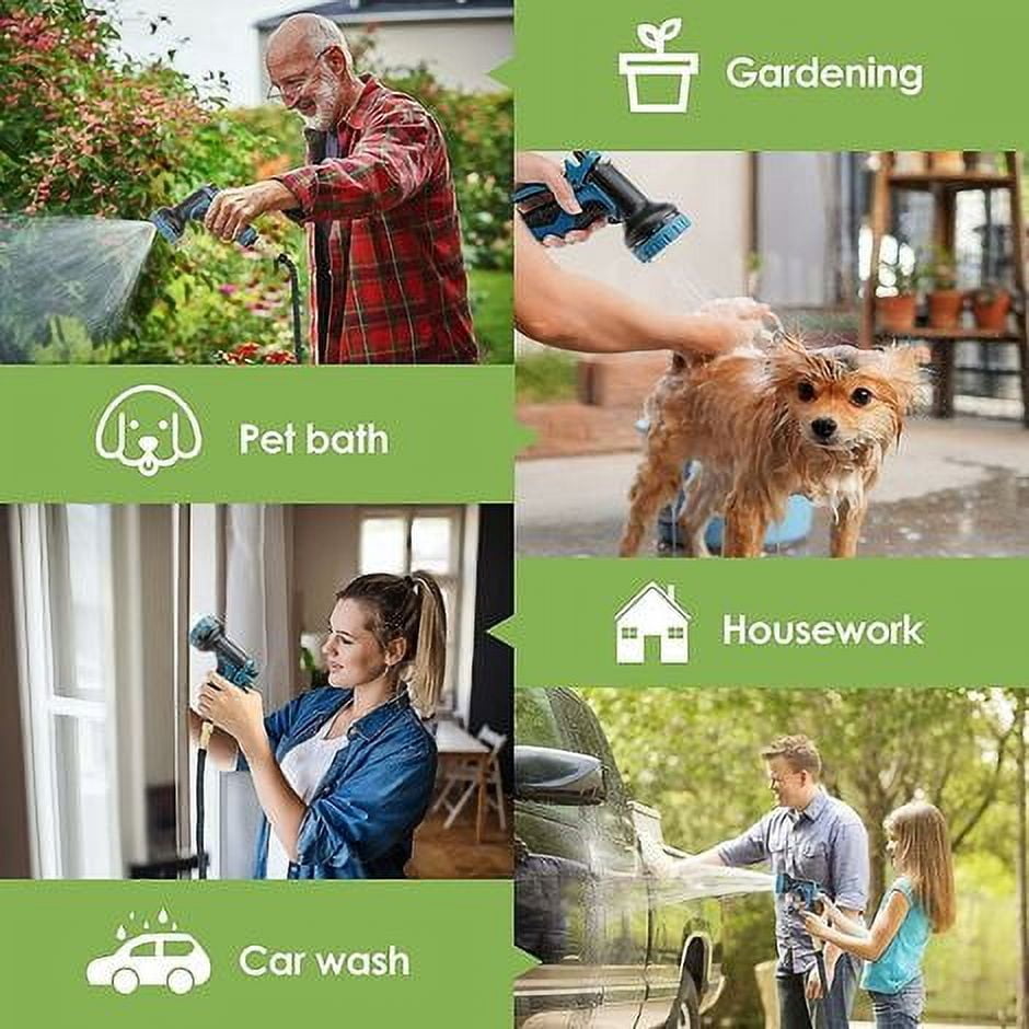 Retractable Garden Hose 15m 3 Layers Natural Latex, Flexible Garden Hose with Shut-off Valve 10 Nozzles Function，Contains Hook and Storage Bags Blossomir