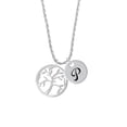 thumbnail image 2 of Delight Jewelry Silvertone Tree of Life in Circle Silvertone Script Initial Disc - P - Charm Necklace, 20"+3", 2 of 4