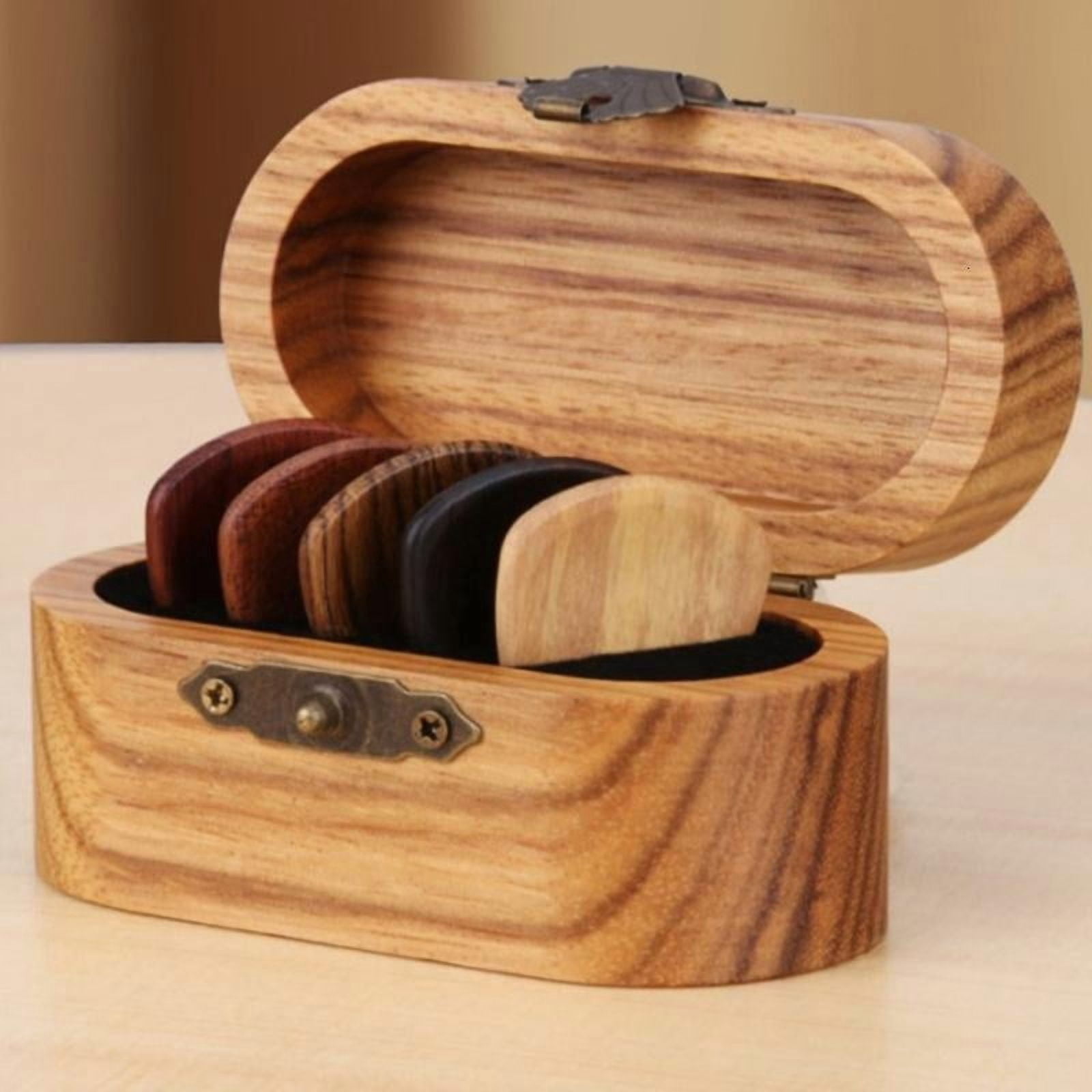 CEORPER Wooden Guitar Plectrums Holder Set Mini Jewelry Box Wooden Guitar Pick Box