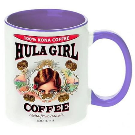 

Hula Girl Coffee 11oz Mug Two Tone Purple Inner and Handle with box