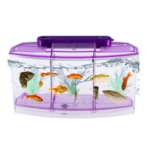 HOOWIFFY Desktop Small Fish Tank Mini Fish Tank Plastic Purple Self Cleaning for Home Decoration 1Set