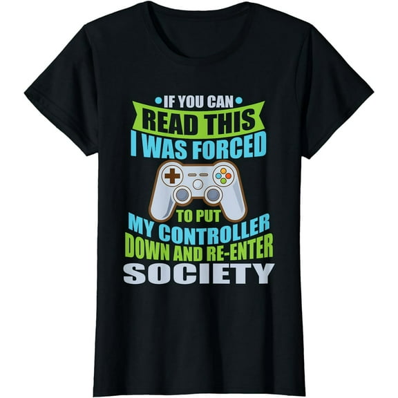 Put Controller Down Re-Enter Society Funny Gamer Men Short Sleeve T-Shirt Black Casual Tee