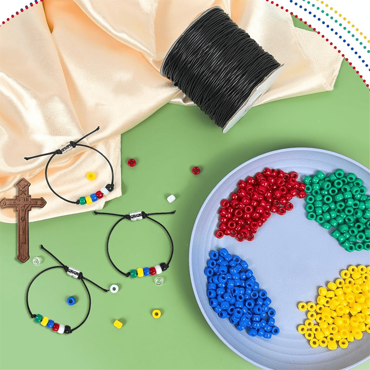 2100pcs Beaded Bracelet Making Kit School Crafts Holiday Bible School Supplies Religious Crafts